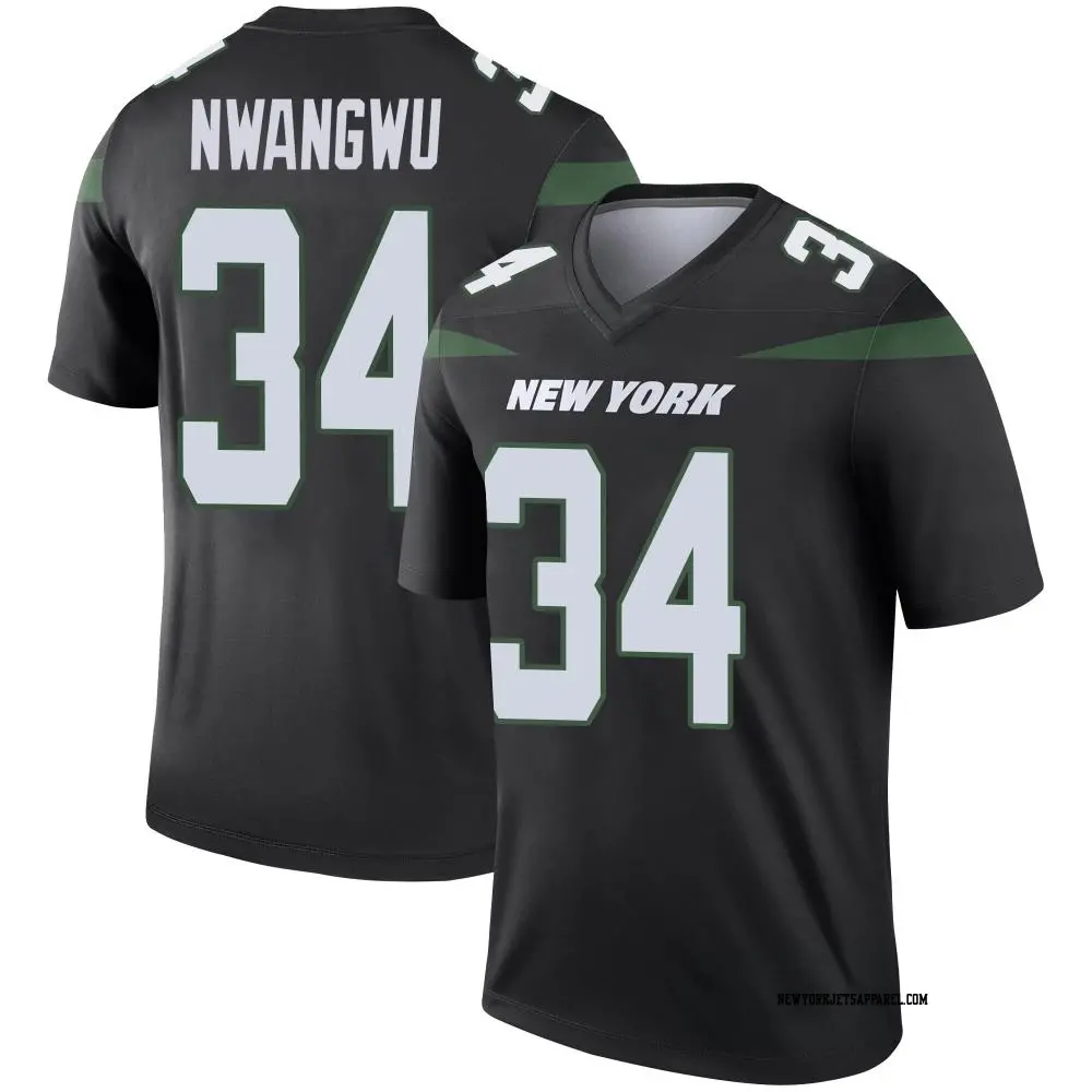 Legend Black Youth Kene Nwangwu New York Jets Stealth Color Rush Jersey Jets Store