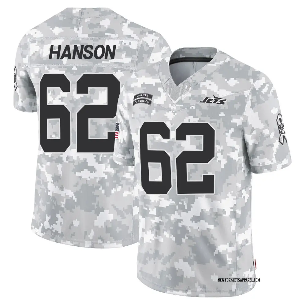 Limited Arctic Camo Youth Jake Hanson New York Jets 2024 Salute to Service Jersey